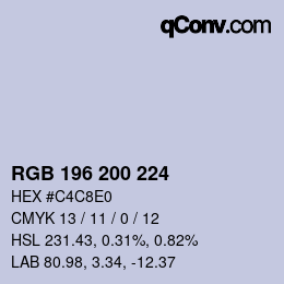 颜色代码: RGB 196 200 224 | qconv.com