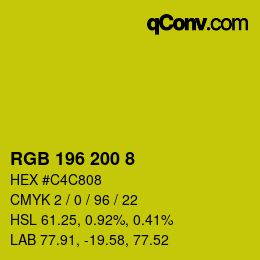 カラーコード: RGB 196 200 8 | qconv.com