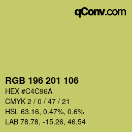 Color code: RGB 196 201 106 | qconv.com