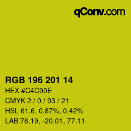 Color code: RGB 196 201 14 | qconv.com