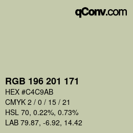 Color code: RGB 196 201 171 | qconv.com