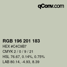 Color code: RGB 196 201 183 | qconv.com