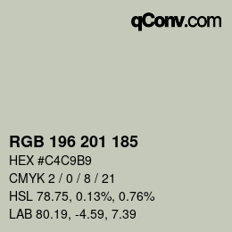Color code: RGB 196 201 185 | qconv.com