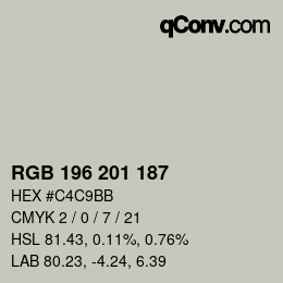 Color code: RGB 196 201 187 | qconv.com