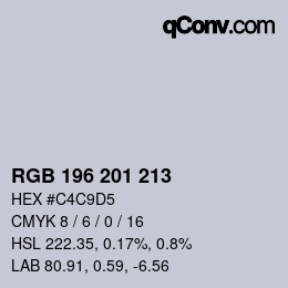 颜色代码: RGB 196 201 213 | qconv.com