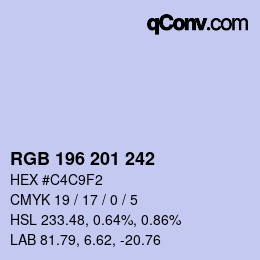 Color code: RGB 196 201 242 | qconv.com