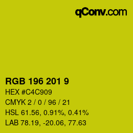 Color code: RGB 196 201 9 | qconv.com