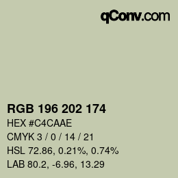 カラーコード: RGB 196 202 174 | qconv.com