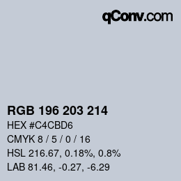 Color code: RGB 196 203 214 | qconv.com
