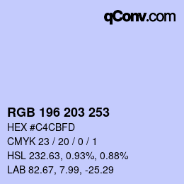 Color code: RGB 196 203 253 | qconv.com