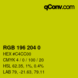 カラーコード: RGB 196 204 0 | qconv.com
