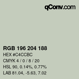 Color code: RGB 196 204 188 | qconv.com