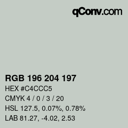 颜色代码: RGB 196 204 197 | qconv.com