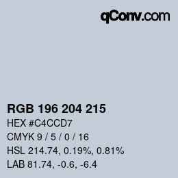 Color code: RGB 196 204 215 | qconv.com