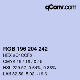 カラーコード: RGB 196 204 242 | qconv.com