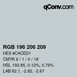 カラーコード: RGB 196 206 209 | qconv.com