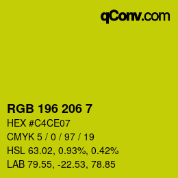 Color code: RGB 196 206 7 | qconv.com
