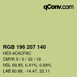 Color code: RGB 196 207 140 | qconv.com