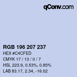 Color code: RGB 196 207 237 | qconv.com