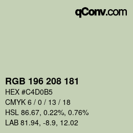 Color code: RGB 196 208 181 | qconv.com