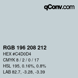 颜色代码: RGB 196 208 212 | qconv.com