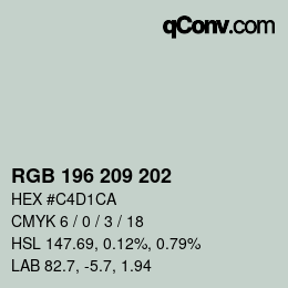 颜色代码: RGB 196 209 202 | qconv.com