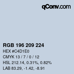 颜色代码: RGB 196 209 224 | qconv.com