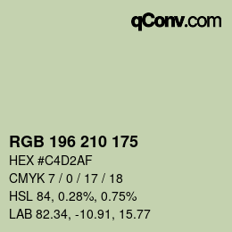 カラーコード: RGB 196 210 175 | qconv.com