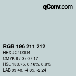 颜色代码: RGB 196 211 212 | qconv.com