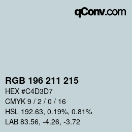 Color code: RGB 196 211 215 | qconv.com