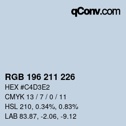 Code couleur: RGB 196 211 226 | qconv.com