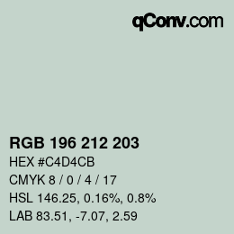 颜色代码: RGB 196 212 203 | qconv.com