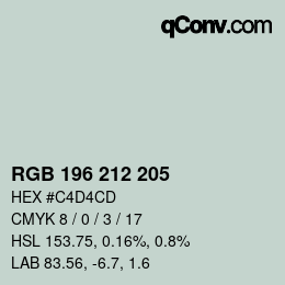 颜色代码: RGB 196 212 205 | qconv.com