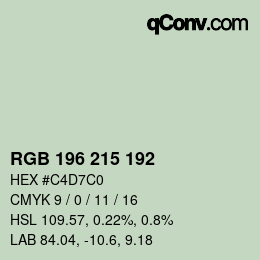 カラーコード: RGB 196 215 192 | qconv.com