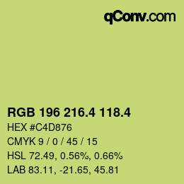 カラーコード: RGB 196 216.4 118.4 | qconv.com