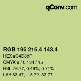カラーコード: RGB 196 216.4 143.4 | qconv.com