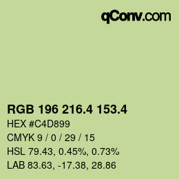 カラーコード: RGB 196 216.4 153.4 | qconv.com