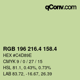 カラーコード: RGB 196 216.4 158.4 | qconv.com