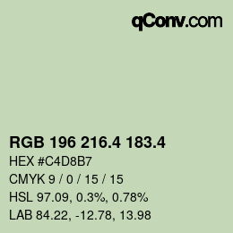 カラーコード: RGB 196 216.4 183.4 | qconv.com
