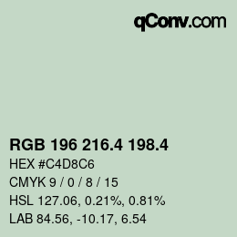カラーコード: RGB 196 216.4 198.4 | qconv.com