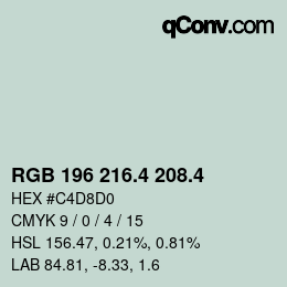 カラーコード: RGB 196 216.4 208.4 | qconv.com