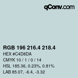 カラーコード: RGB 196 216.4 218.4 | qconv.com