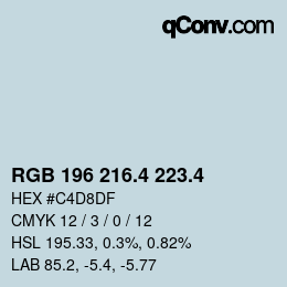 カラーコード: RGB 196 216.4 223.4 | qconv.com