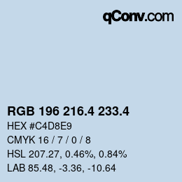 カラーコード: RGB 196 216.4 233.4 | qconv.com