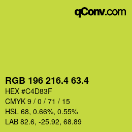 カラーコード: RGB 196 216.4 63.4 | qconv.com