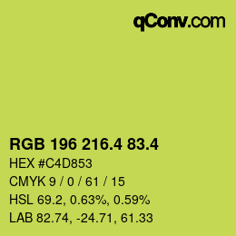 カラーコード: RGB 196 216.4 83.4 | qconv.com