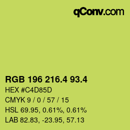 カラーコード: RGB 196 216.4 93.4 | qconv.com