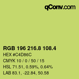 カラーコード: RGB 196 216.8 108.4 | qconv.com