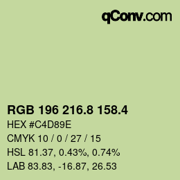カラーコード: RGB 196 216.8 158.4 | qconv.com