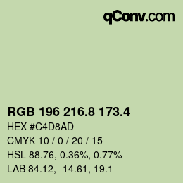 カラーコード: RGB 196 216.8 173.4 | qconv.com